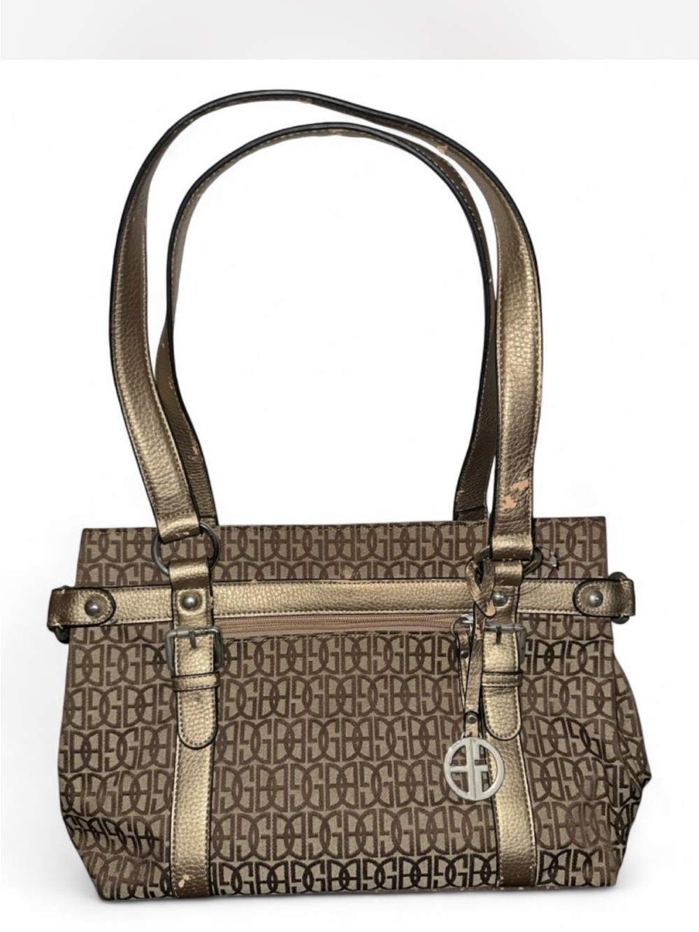 Giani Bernini Metallic Taupe Logo Shoulder Bag